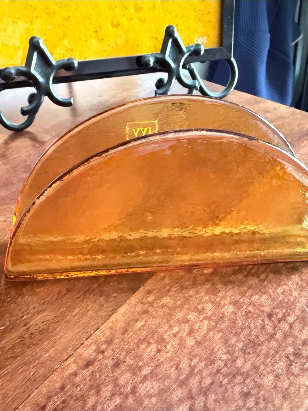 IVV vintage glass -Amber Glass Napkin Holder